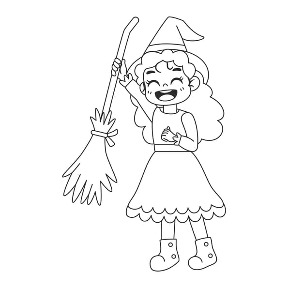 Coloriage sorci&egrave;re d'Halloween rigolote