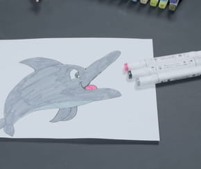 Dessiner un dauphin avec le contour de main
