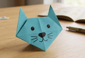 T&ecirc;te de chat en origami&nbsp;: les &eacute;tapes de pliage faciles