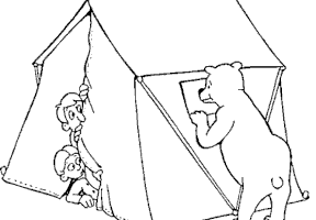 Coloriage camping ours