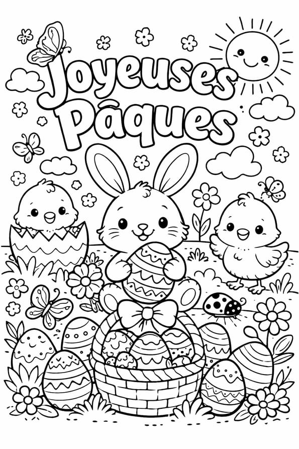 Coloriage Joyeuses P&acirc;ques