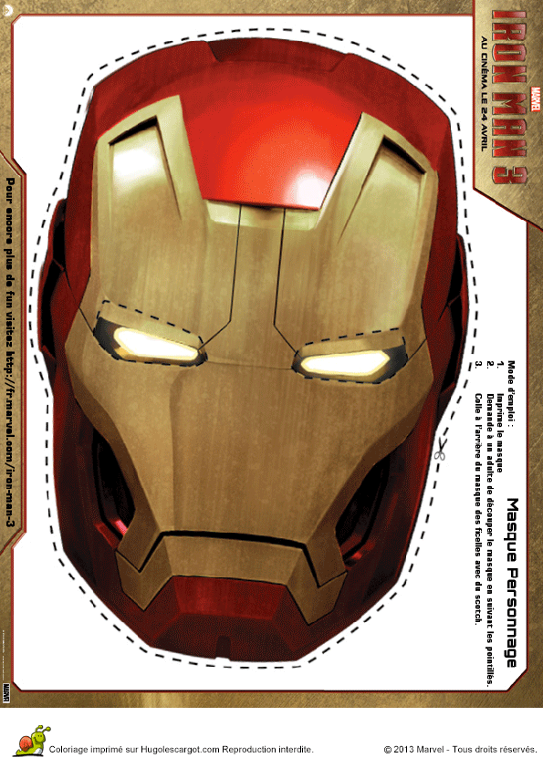 Coloriage masque iron man 3