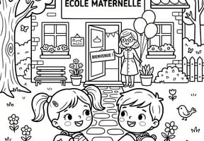 Coloriage de rentr&eacute;e &agrave; la maternelle