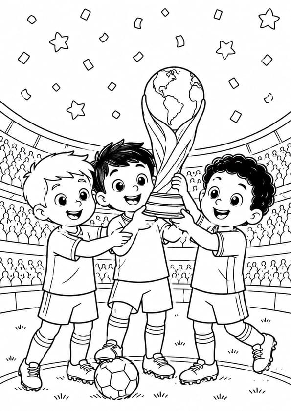 Coloriage les footballeurs ram&egrave;nent la Coupe