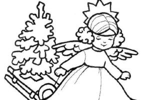 Coloriage traîneau du petit ange