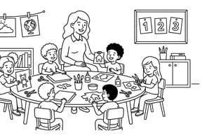 Coloriage d'une rentr&eacute;e en grande section de maternelle