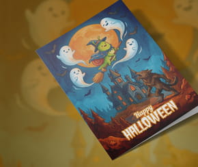 Carte "Happy Halloween", loup-garou