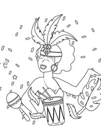 Coloriage festif d'une danseuse au Carnaval de Rio