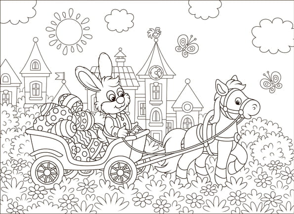 Le lapin de P&acirc;ques livre ses &oelig;ufs color&eacute;s