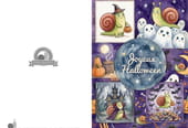 Carte d'Halloween avec fant&ocirc;mes et vampires