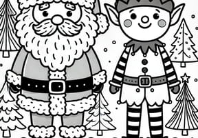 Coloriage du père Noël et d'un lutin