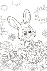 Le lapin de P&acirc;ques d&eacute;corent les &oelig;ufs avant la f&ecirc;te