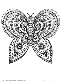 Coloriage superbes mandalas papillon complexe