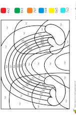 Coloriage magique multiplication, un arc-en-ciel