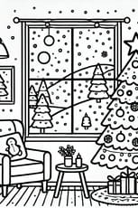 Coloriage sapin de Noël sous la neige