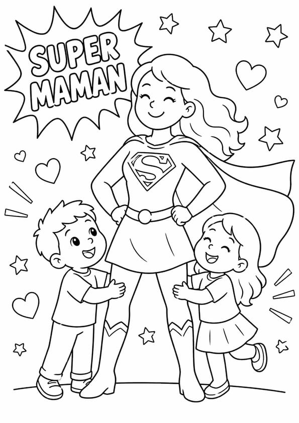 Coloriage super maman