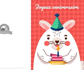 Carte "Joyeux anniversaire" lapin