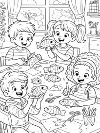 Ces enfants fabriquent des poissons d'avril