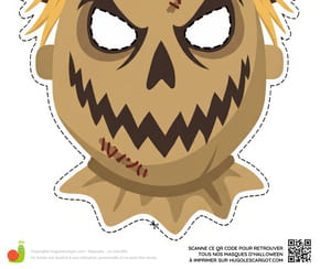 Masque d'&eacute;pouvantail &agrave; imprimer pour Halloween