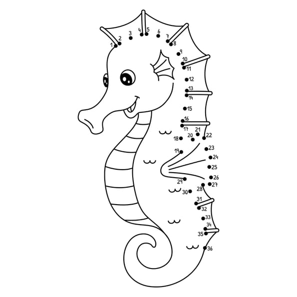 Coloriage hippocampe points &agrave; relier