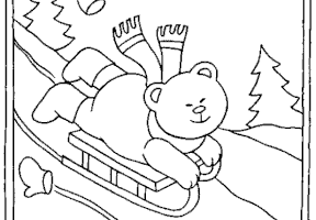 Coloriage nounours luge noel coloriage