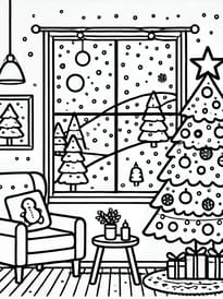 Coloriage sapin de Noël sous la neige