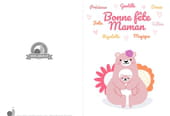 Carte de f&ecirc;te des m&egrave;res avec une maman ourse toute mignonne