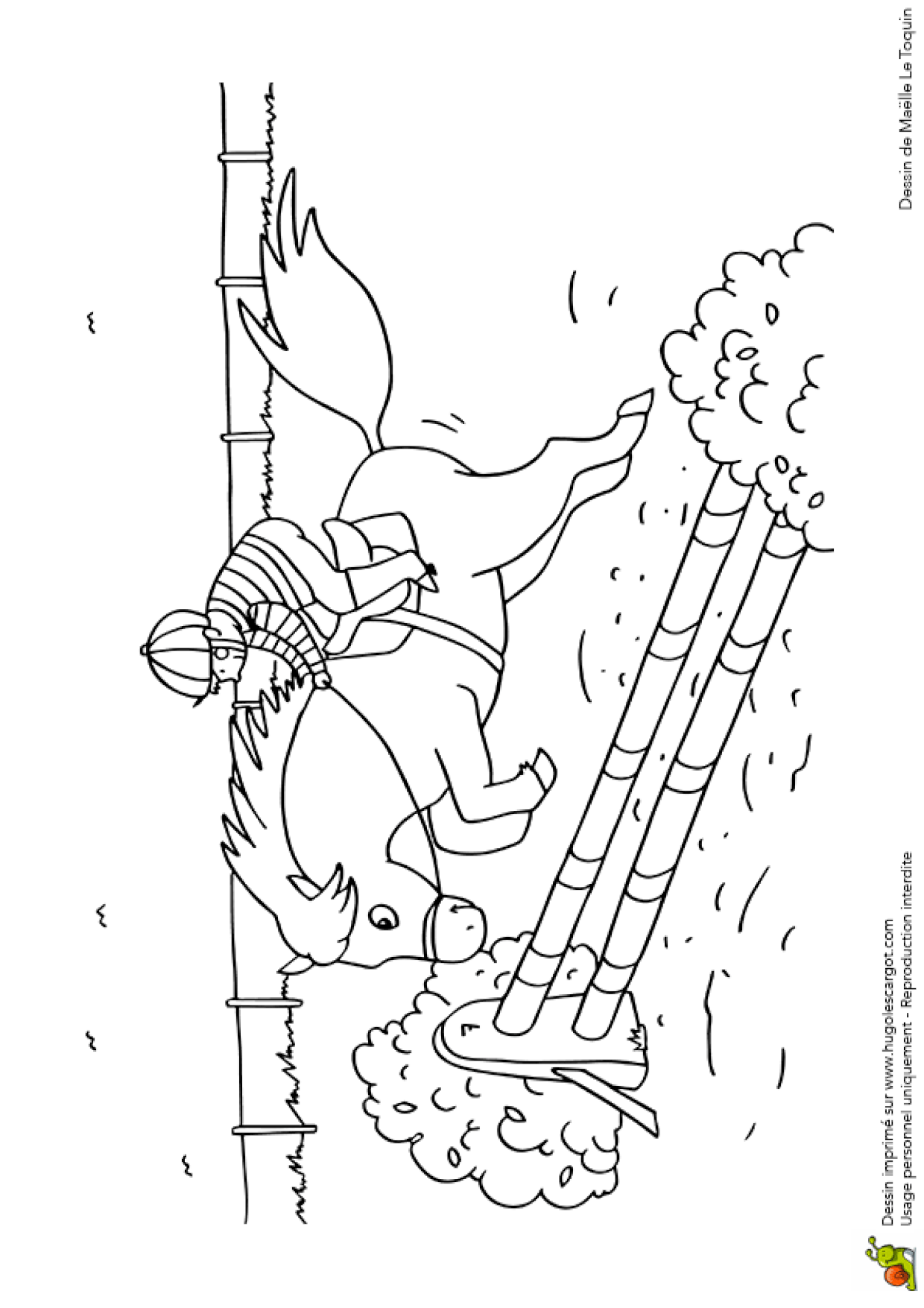 Coloriage Cheval Qui Saute Un Obstacle