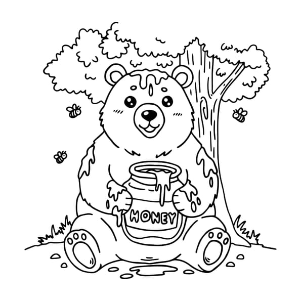 Cet ours se r&eacute;gale avec son pot de miel
