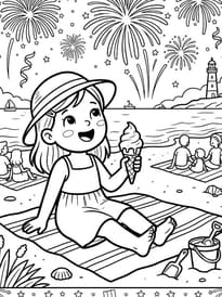 Feux d'artifice et glace au bord de mer