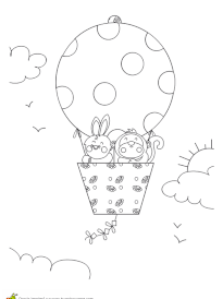 Coloriage voyage en ballon a pois