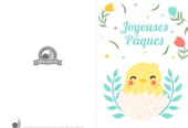 Carte "Joyeuses P&acirc;ques" avec un adorable poussin