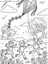 Des enfants jouent au cerf-volant