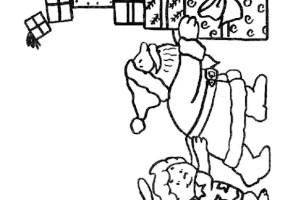 Coloriage pere noel cadeaux