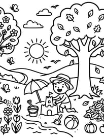 Coloriage les enfants traversent les saisons