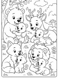Coloriage les animaux et leurs papas