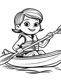 Coloriage petite fille kayak