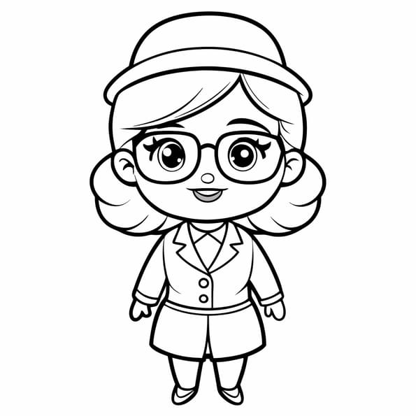Coloriage ma&icirc;tresse d'&eacute;cole en tailleur