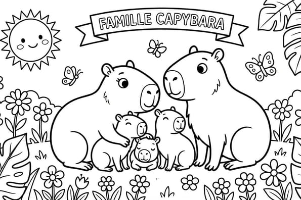 La famille Capybara avec ses enfants