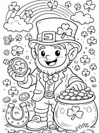 Ce leprechaun garde pr&eacute;cieusement son chaudron rempli de pi&egrave;ces d'or