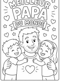 Coloriage "meilleur papa du monde" pour la f&ecirc;te des p&egrave;res