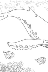 Coloriage d'une baleine &agrave; bosses et ses amis poissons