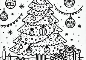Coloriage sapin de Noël décoré