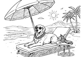Coloriage d'un chien sur un transat