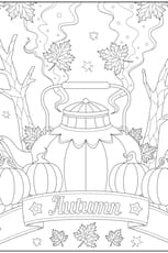 Coloriage d'automne bouilloire et citrouille