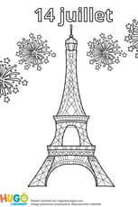 Coloriage Tour Eiffel le jour de la f&ecirc;te nationale