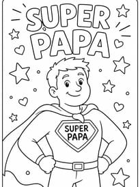 Coloriage "super papa" pour la f&ecirc;te des p&egrave;res