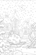 Coloriage enchanté du père Noël qui fait du ski