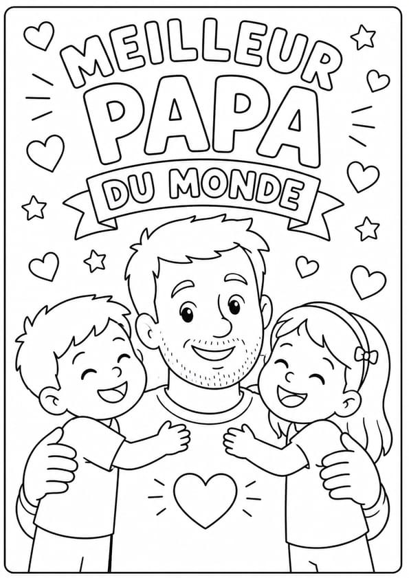 Coloriage "meilleur papa du monde" pour la f&ecirc;te des p&egrave;res