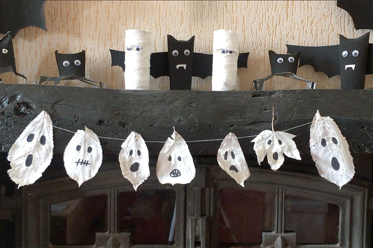 Guirlande Halloween 2 Pièces Feuilles D'Érable Noires 2m - Décoration Automne Gothique
